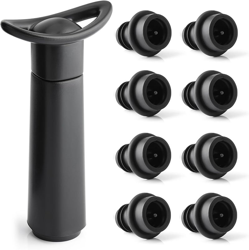 OWO Wine Vacuum Pump and 8 Stopper, Wine Saver & Preserver, Reusable Air Remover Pump Keeps Fresh - Image 1